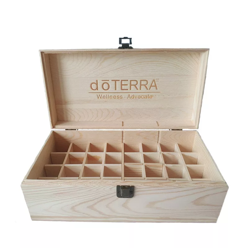 wooden essential oil case hinged lid - internal hole layout for 10ml bottles