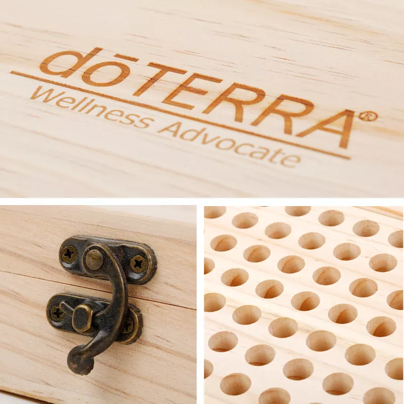 custom pine wood essential oil storage box with logo - product photo