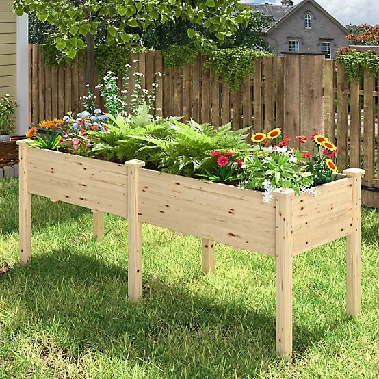 Heavy duty outdoor wooden raised garden bed