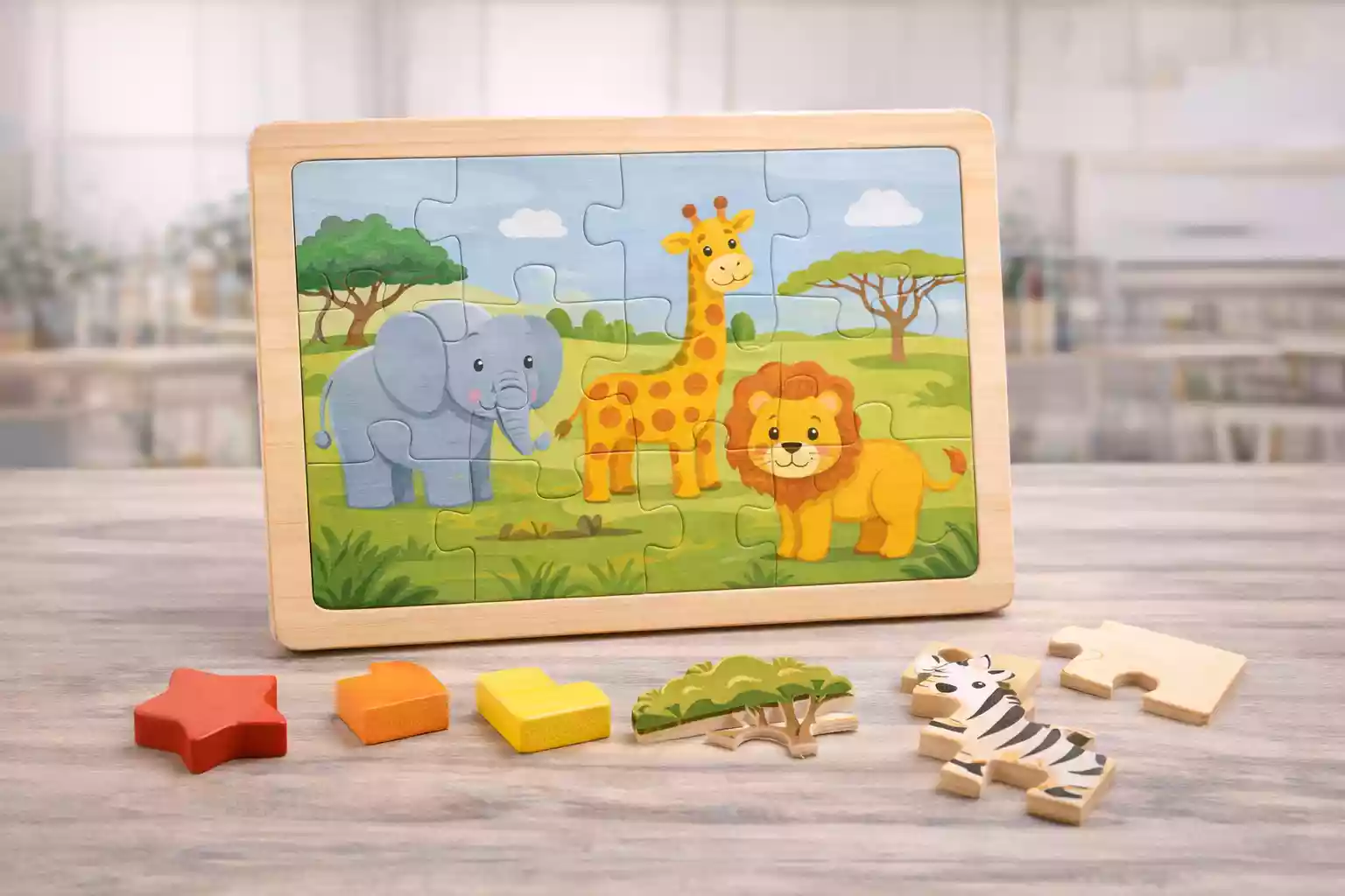 custom wooden jigsaw puzzle for retail and educational use