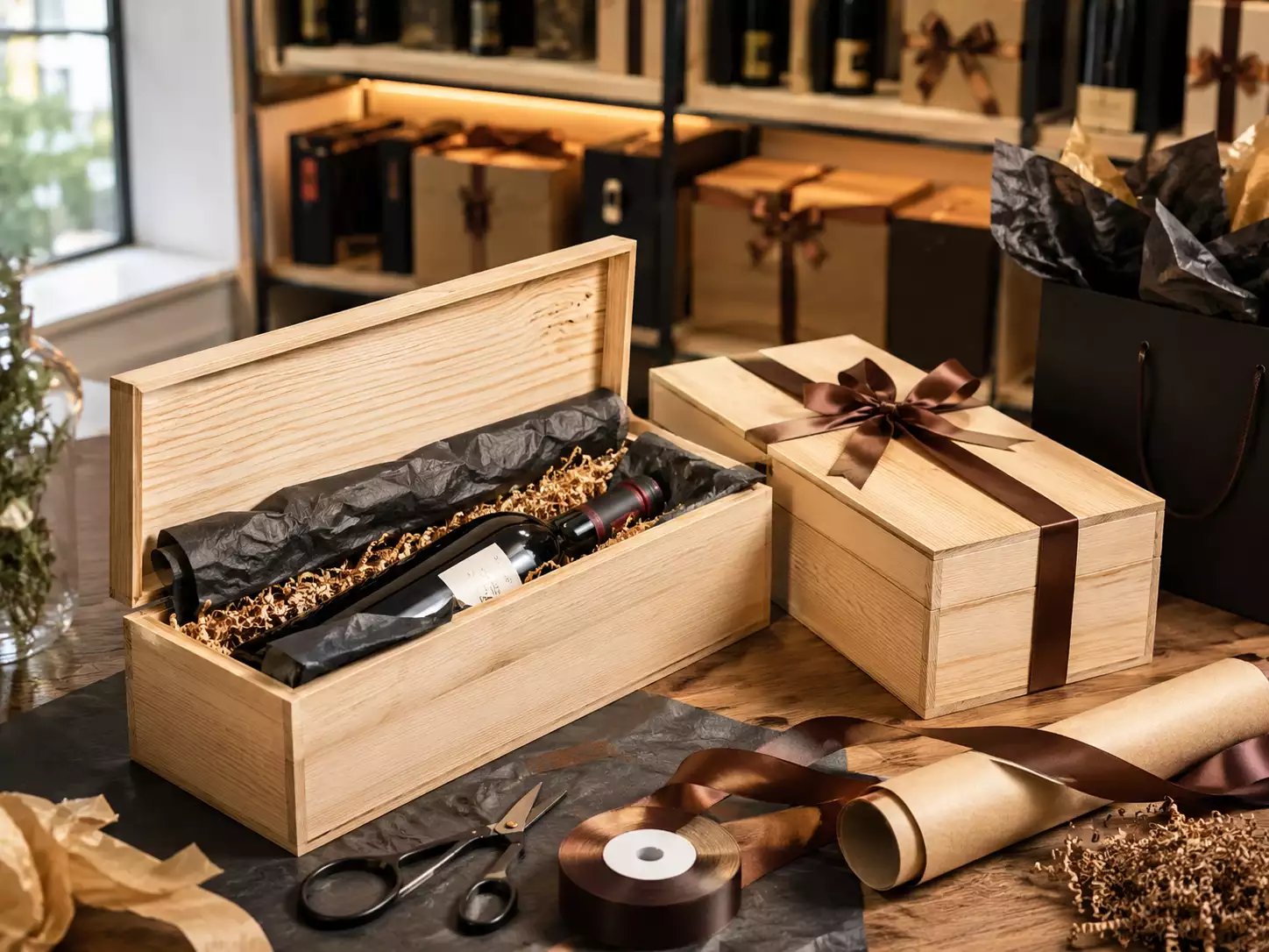 corporate wooden wine gift boxes