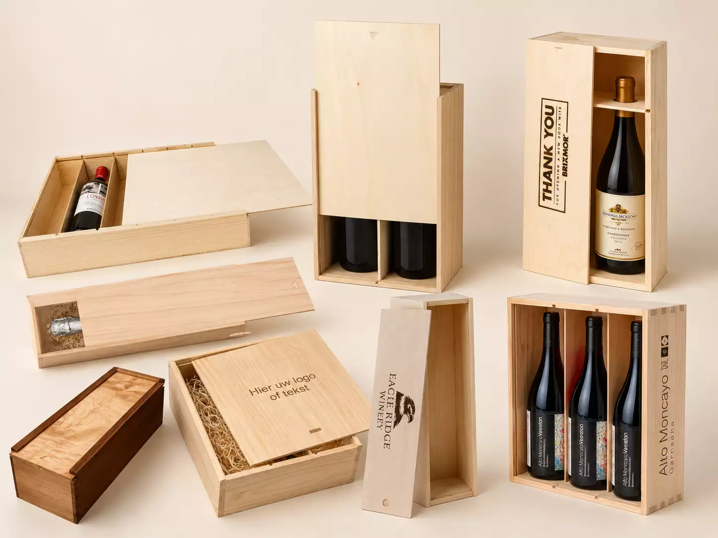 wooden wine boxes with slide lid