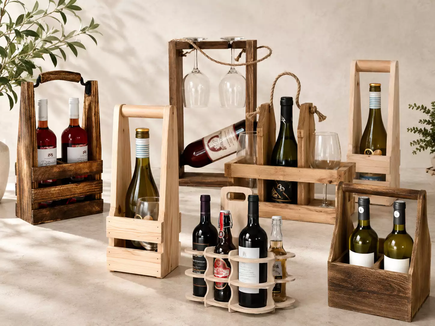 wooden wine carriers