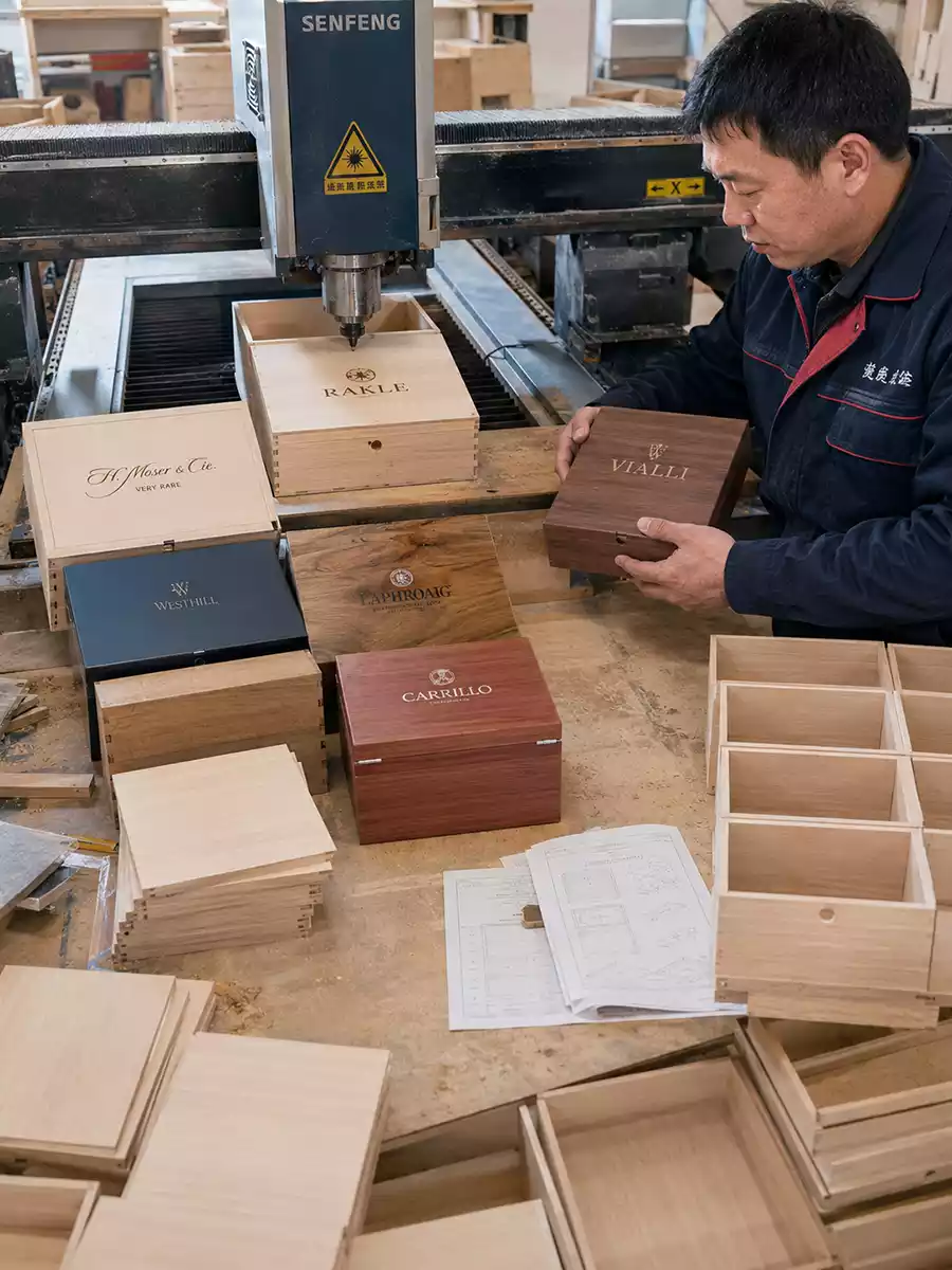 custom logo wooden box production