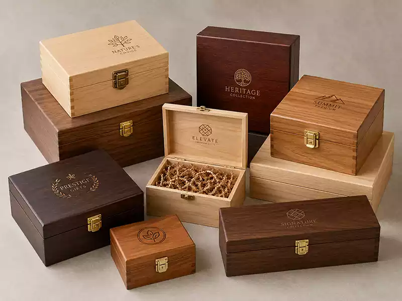 custom wooden gift boxes with logo
