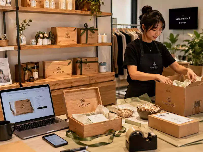retail ready logo wooden boxes