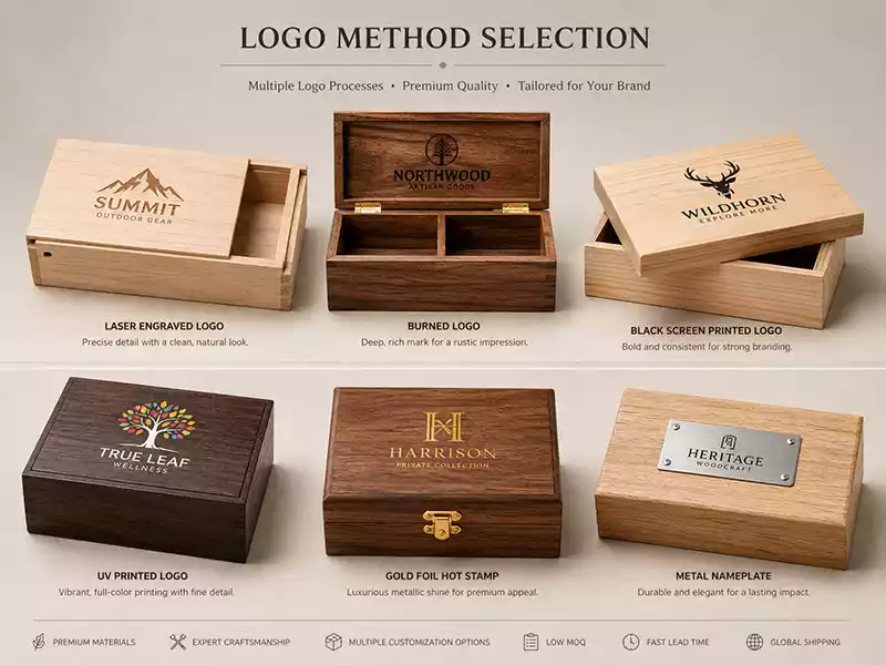 wooden box logo method selection by surface