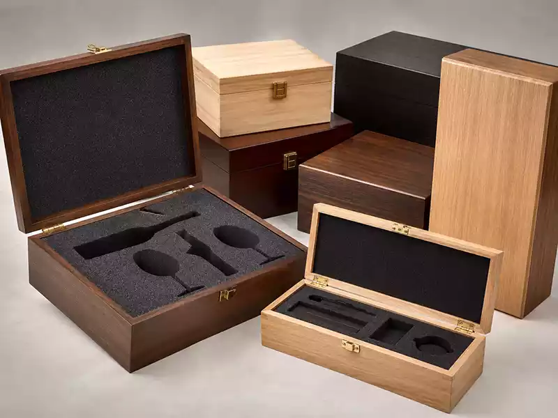 wooden boxes with foam or EVA insert